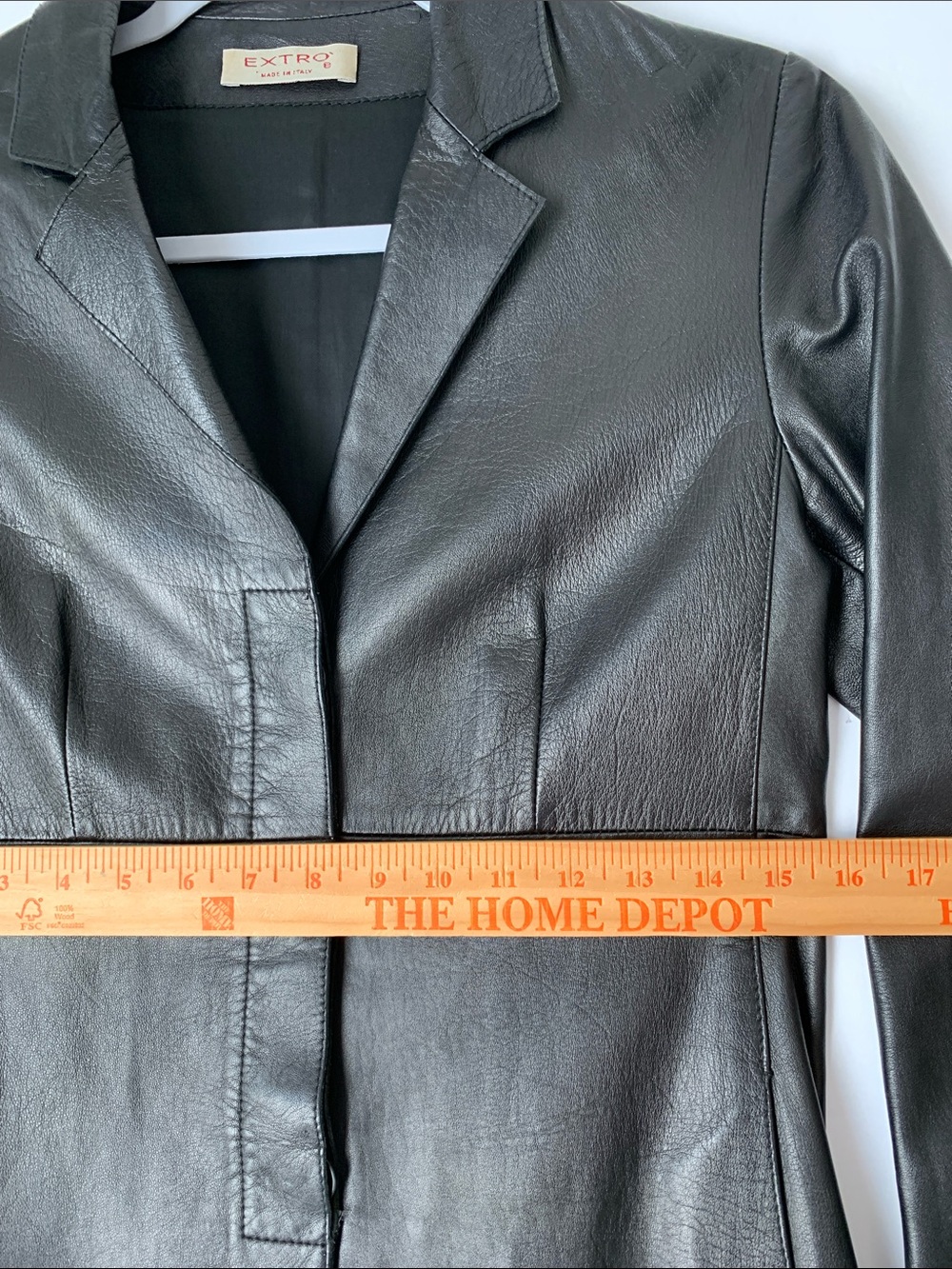 Extro Women Leather Long Coat Pockets Black Made in Italy Size S - Picture 6 of 9